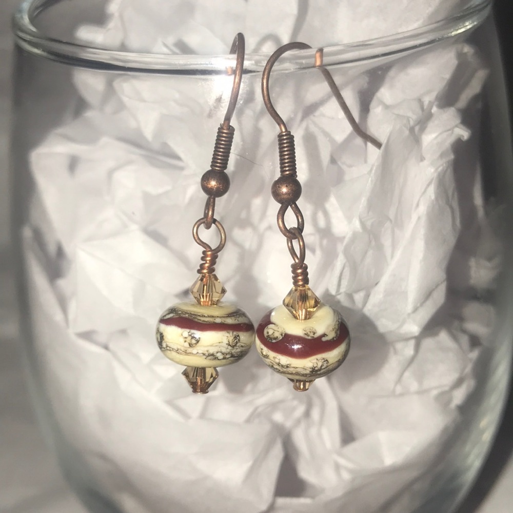 Ivory Natural Cream Handblown Glass Earrings